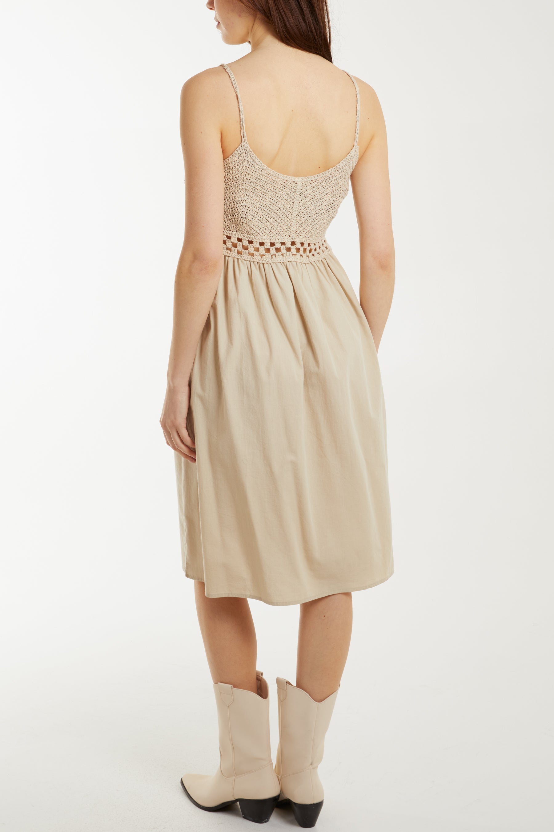 Cotton Crochet Cami Midi Dress