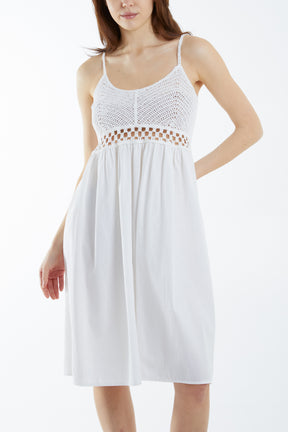 Cotton Crochet Cami Midi Dress