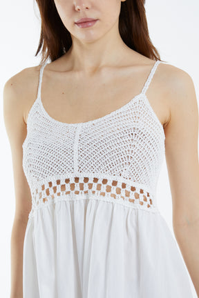 Cotton Crochet Cami Midi Dress