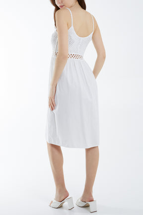 Cotton Crochet Cami Midi Dress