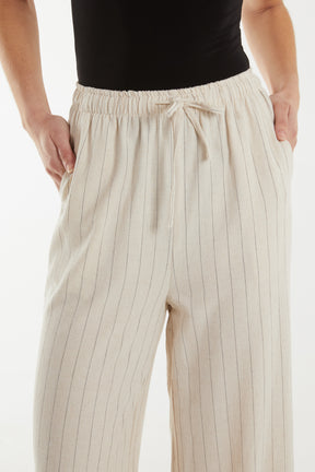 Lightweight Vertical Stripes Drawstring Trousers