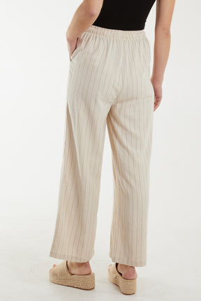 Lightweight Vertical Stripes Drawstring Trousers