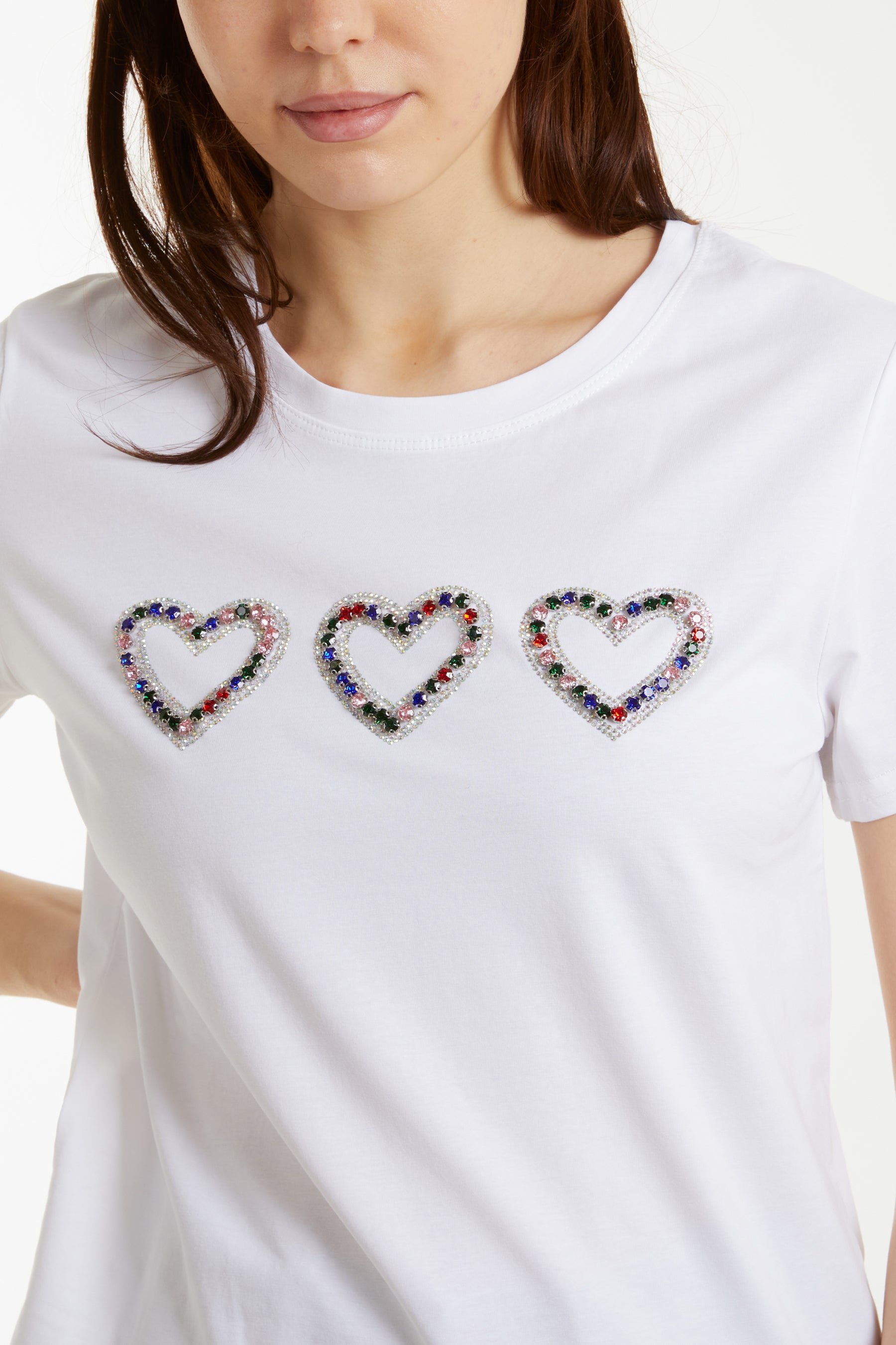 Embellished Diamante Glitter Heart T-Shirt