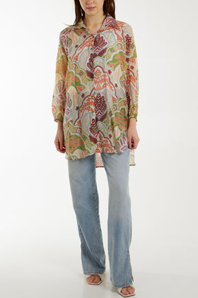 Lightweight Abstract Floral Print Shirt
