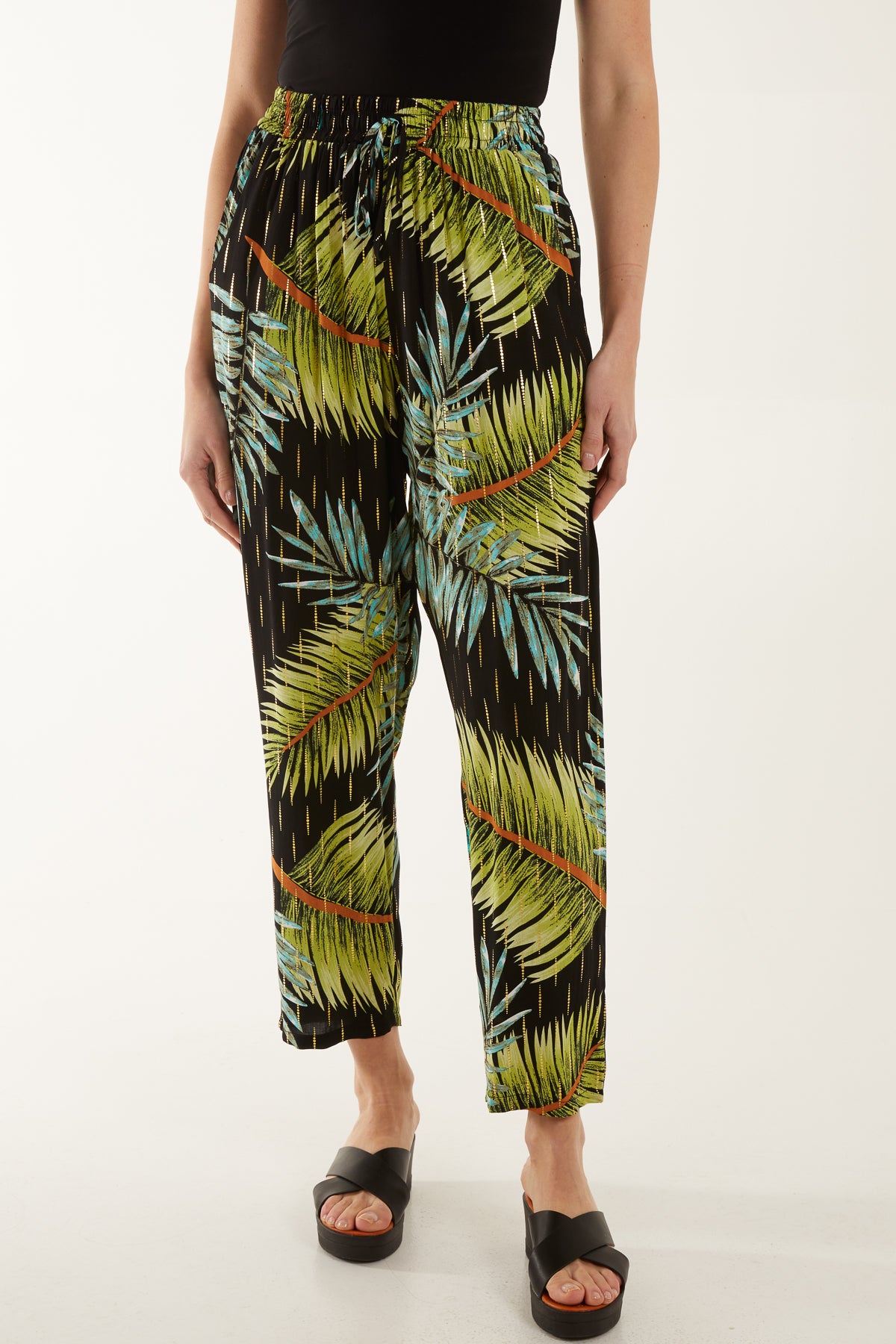 Palm Print Culotte Trousers
