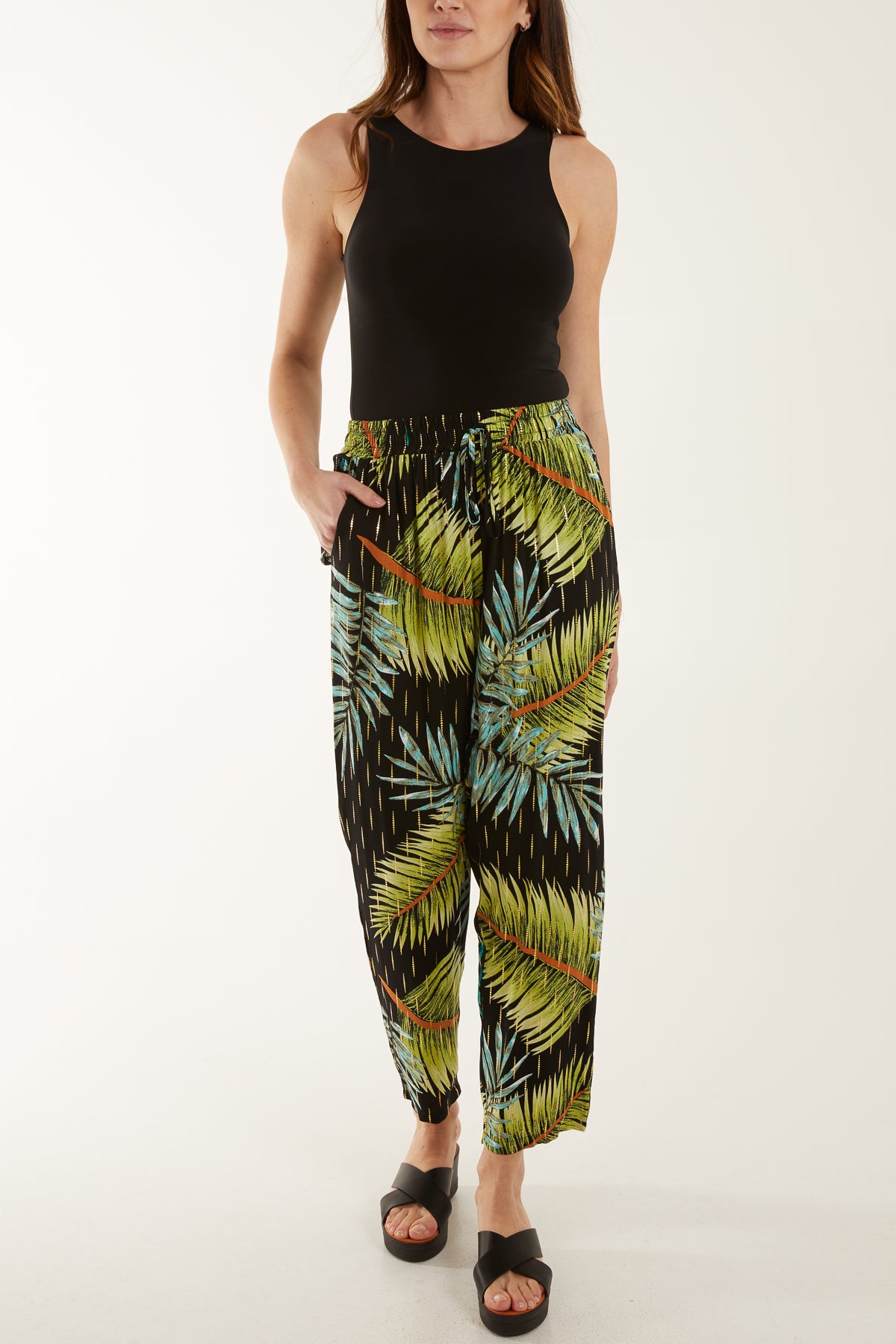 Palm Print Culotte Trousers