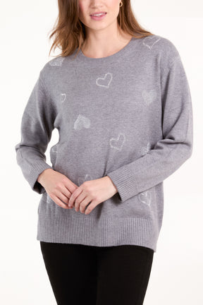 Diamante Heart Fine Knit Jumper