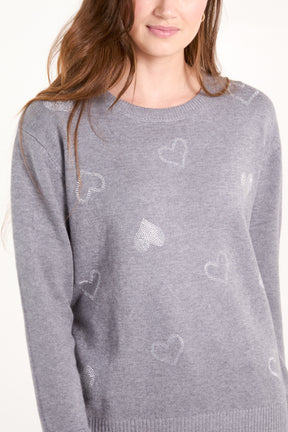 Diamante Heart Fine Knit Jumper