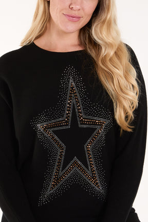 Sequin Star Fine Knit Jumper