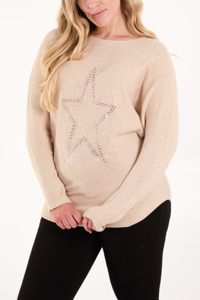 Sequin Star Fine Knit Jumper