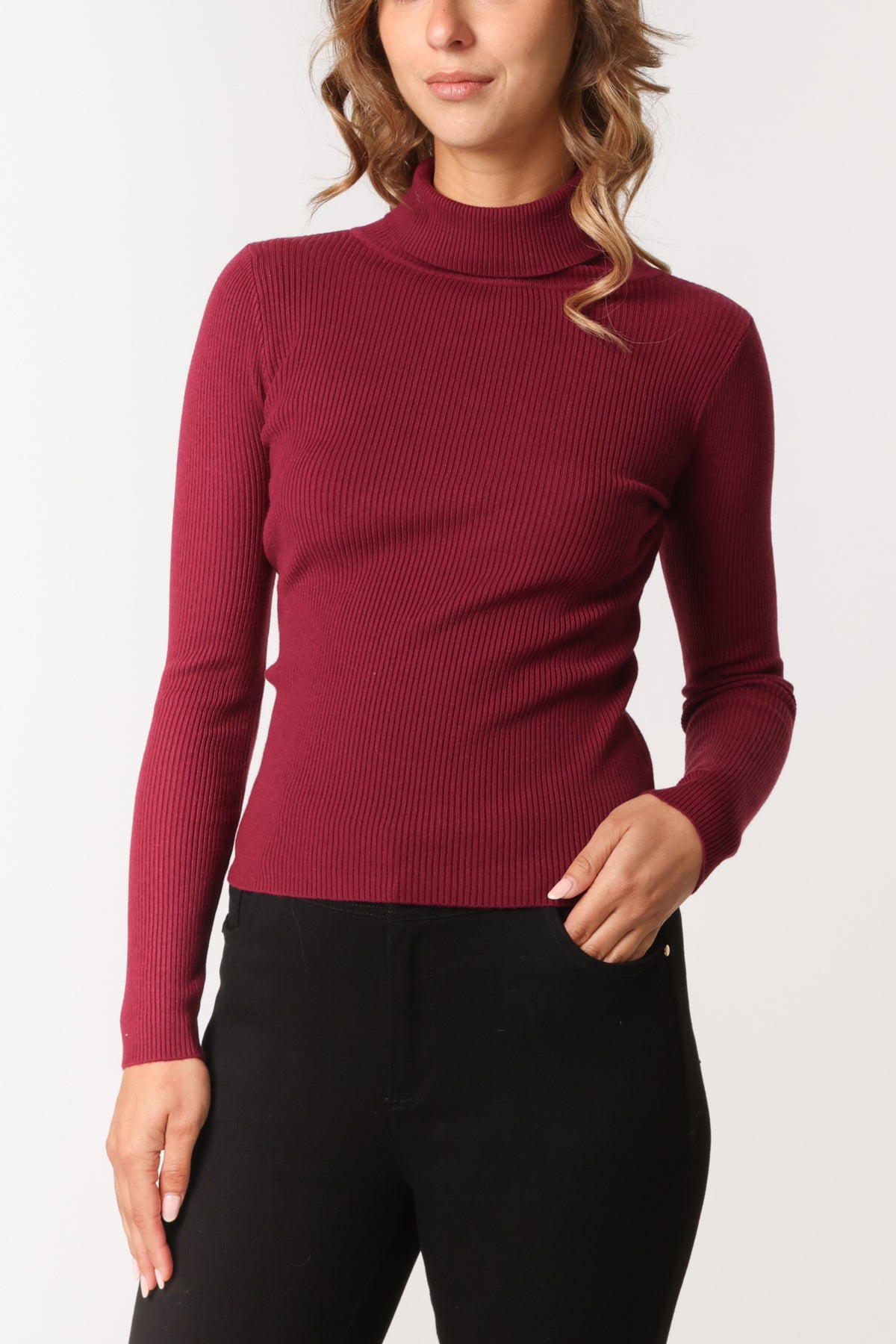 Roll Neck Ribbed Jumper