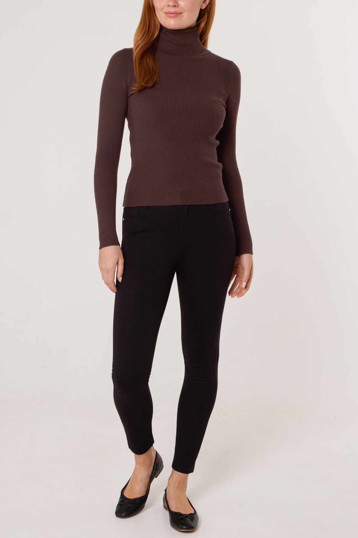 Roll Neck Ribbed Jumper