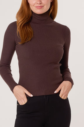 Roll Neck Ribbed Jumper