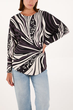 Abstract Fine Knit Batwing Jumper1