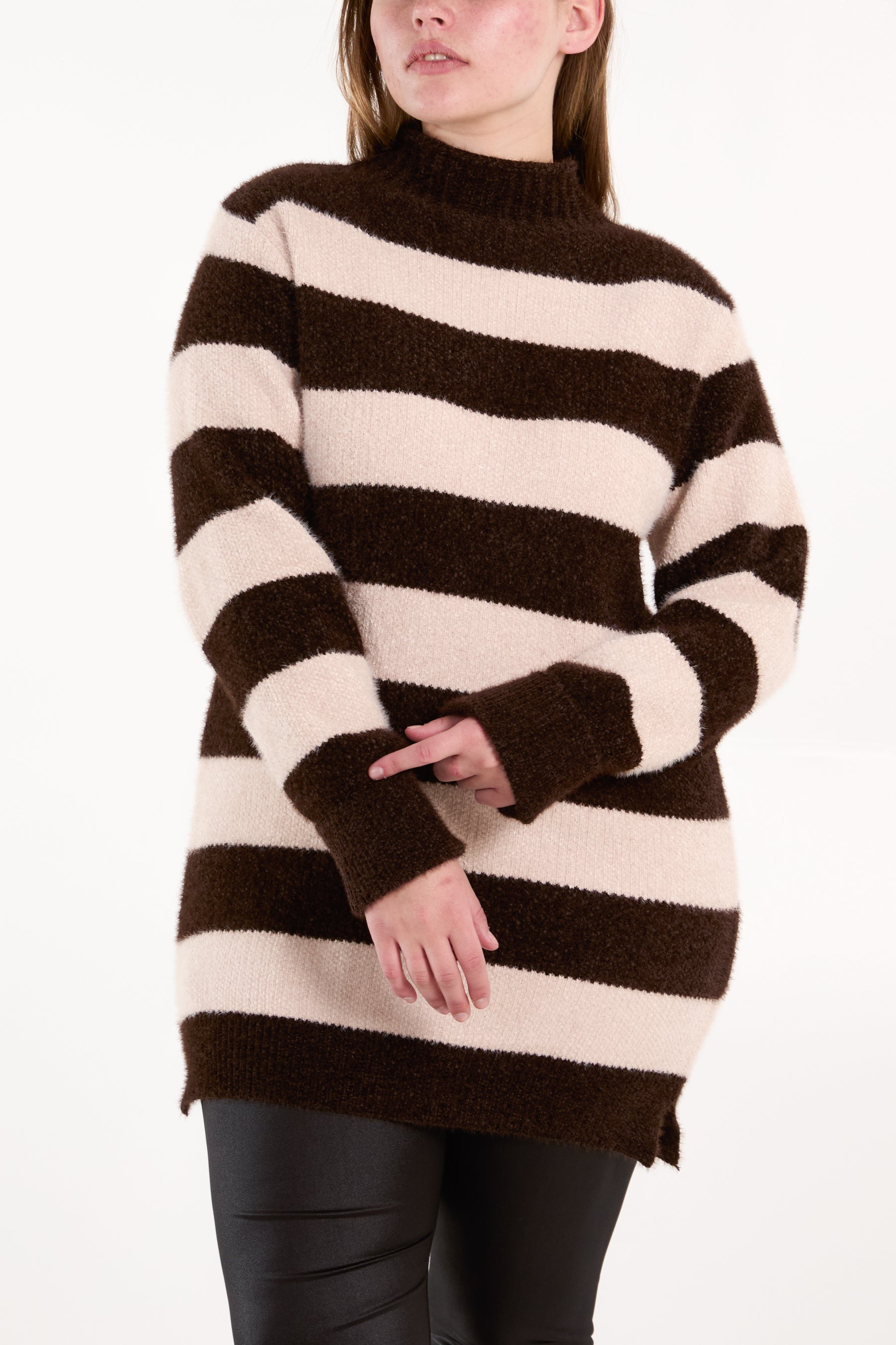 Turtle Neck Striped Soft Knit Jumper