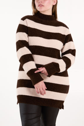 Turtle Neck Striped Soft Knit Jumper