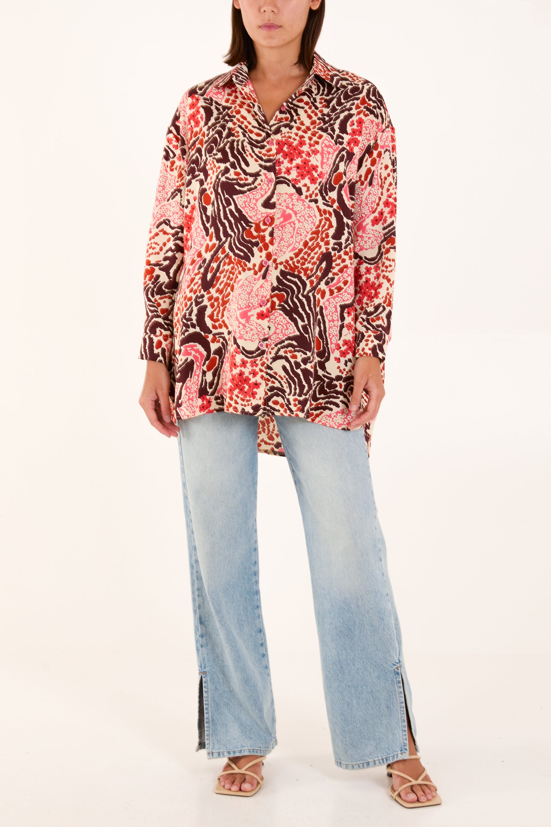 Abstract Floral Print Long Sleeve Shirt