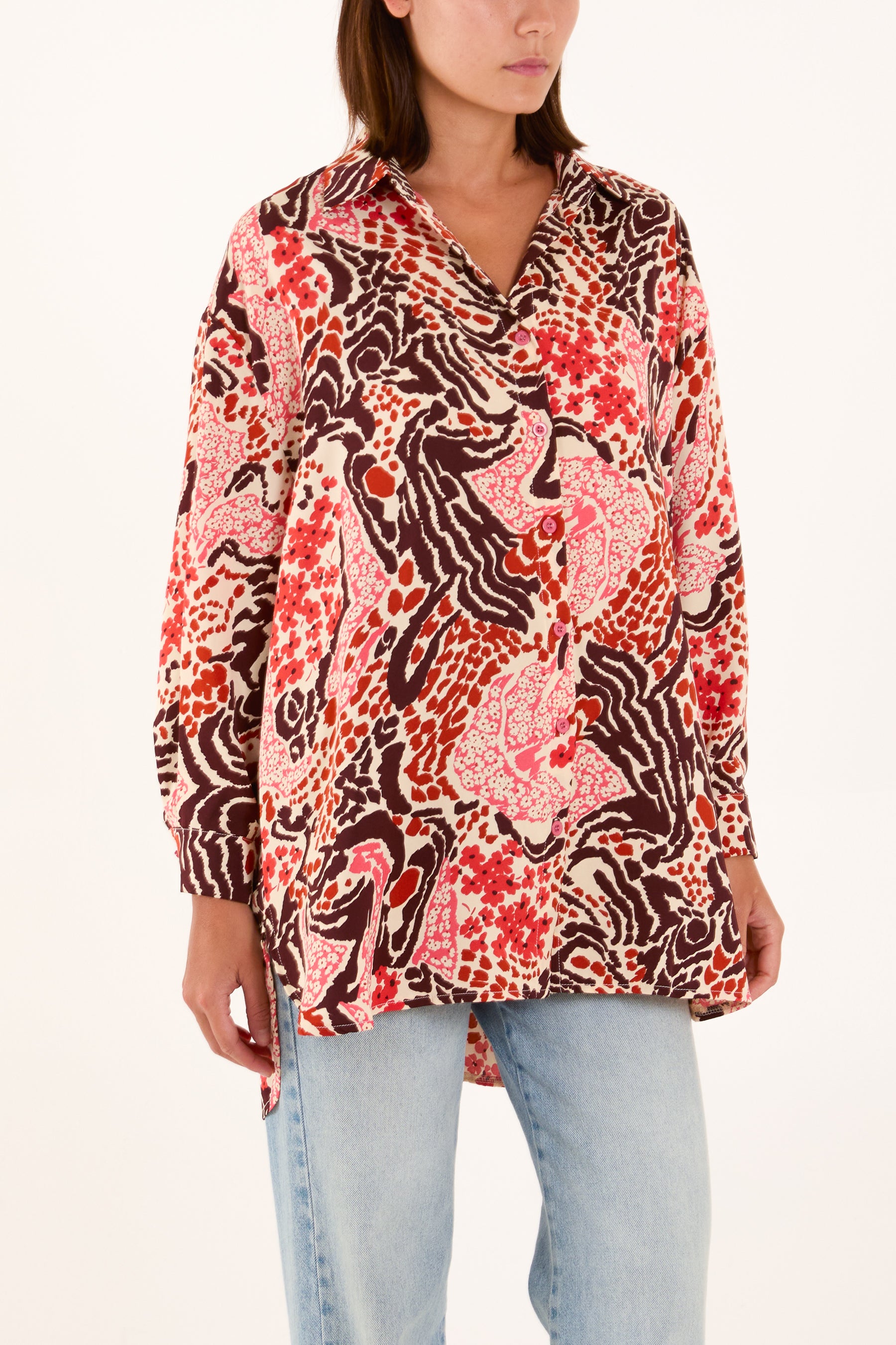 Abstract Floral Print Long Sleeve Shirt