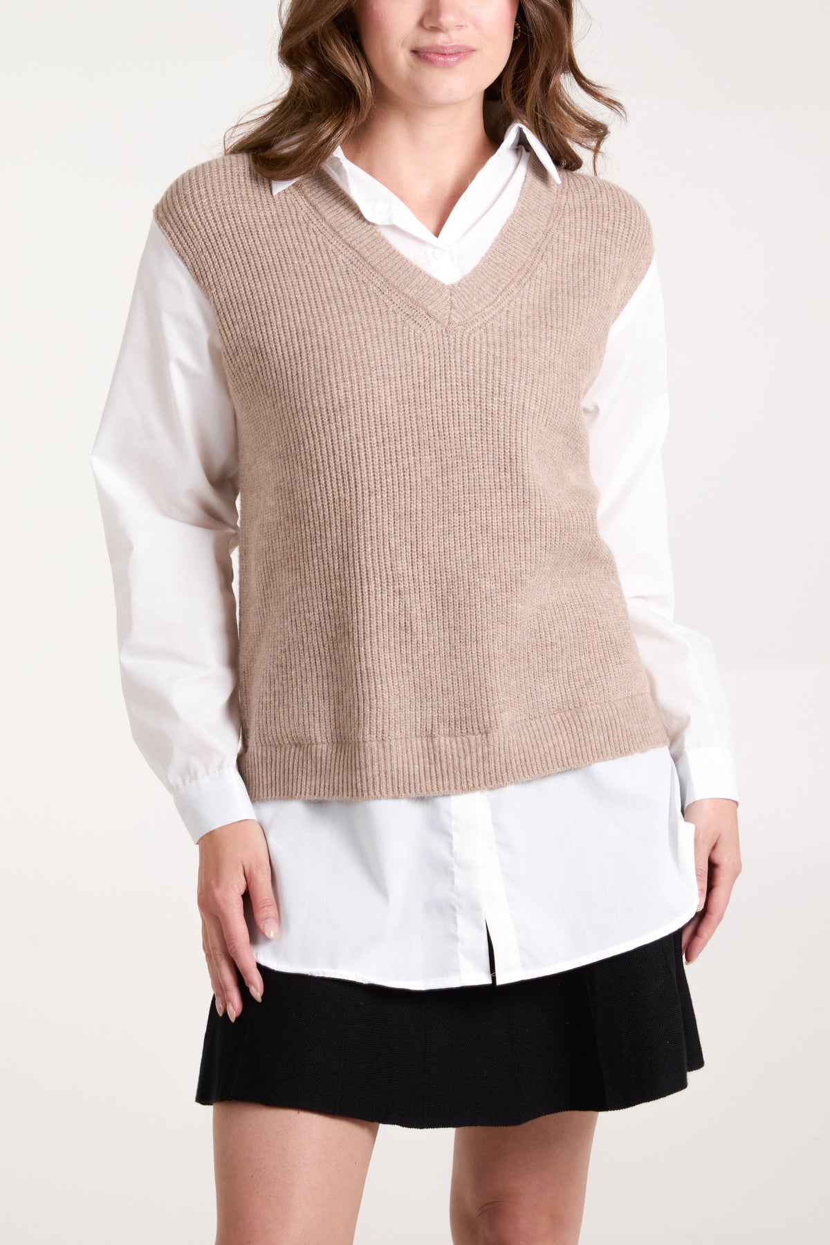 V-Neck Knit Vest w/ Undershirt