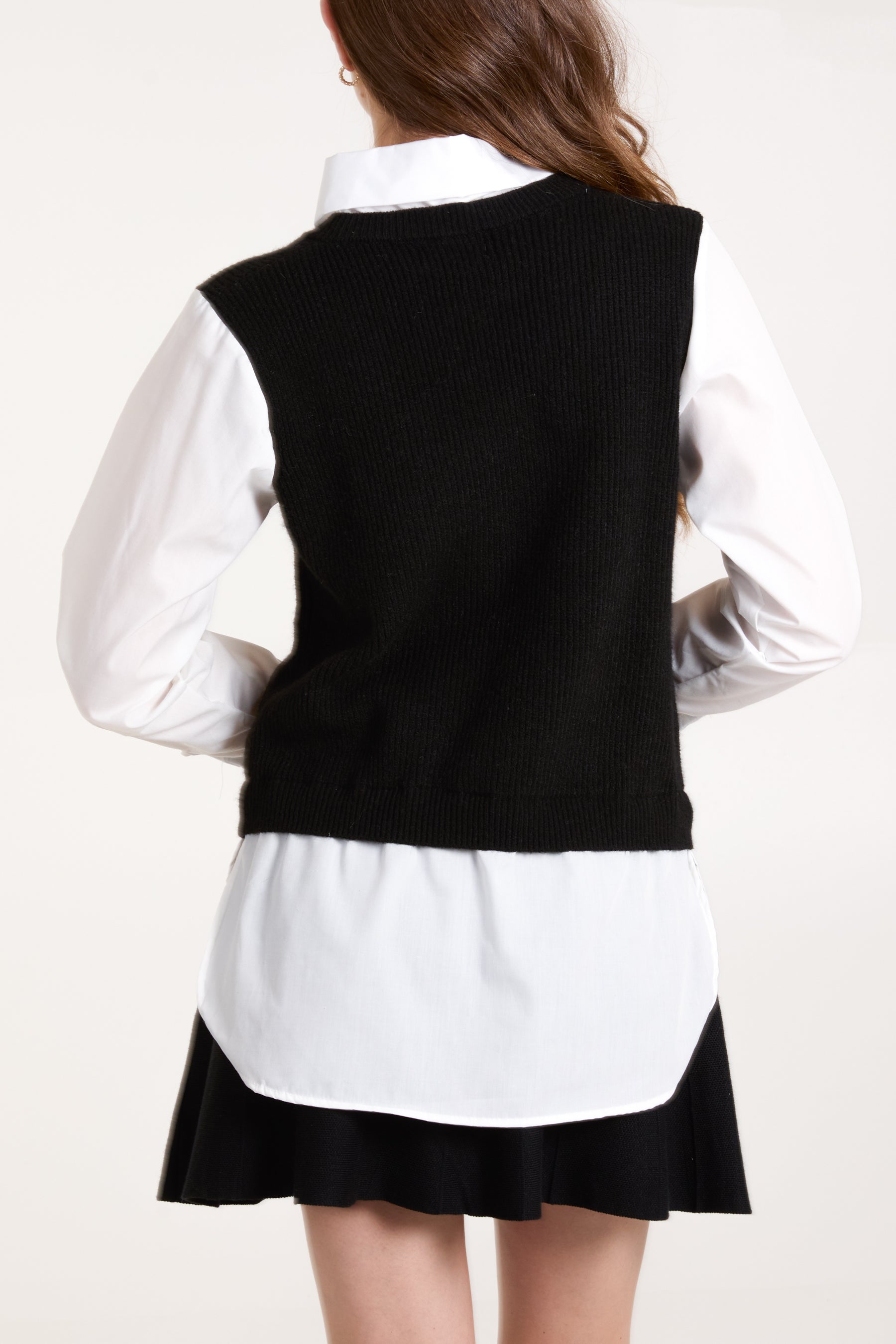 V-Neck Knit Vest w/ Undershirt