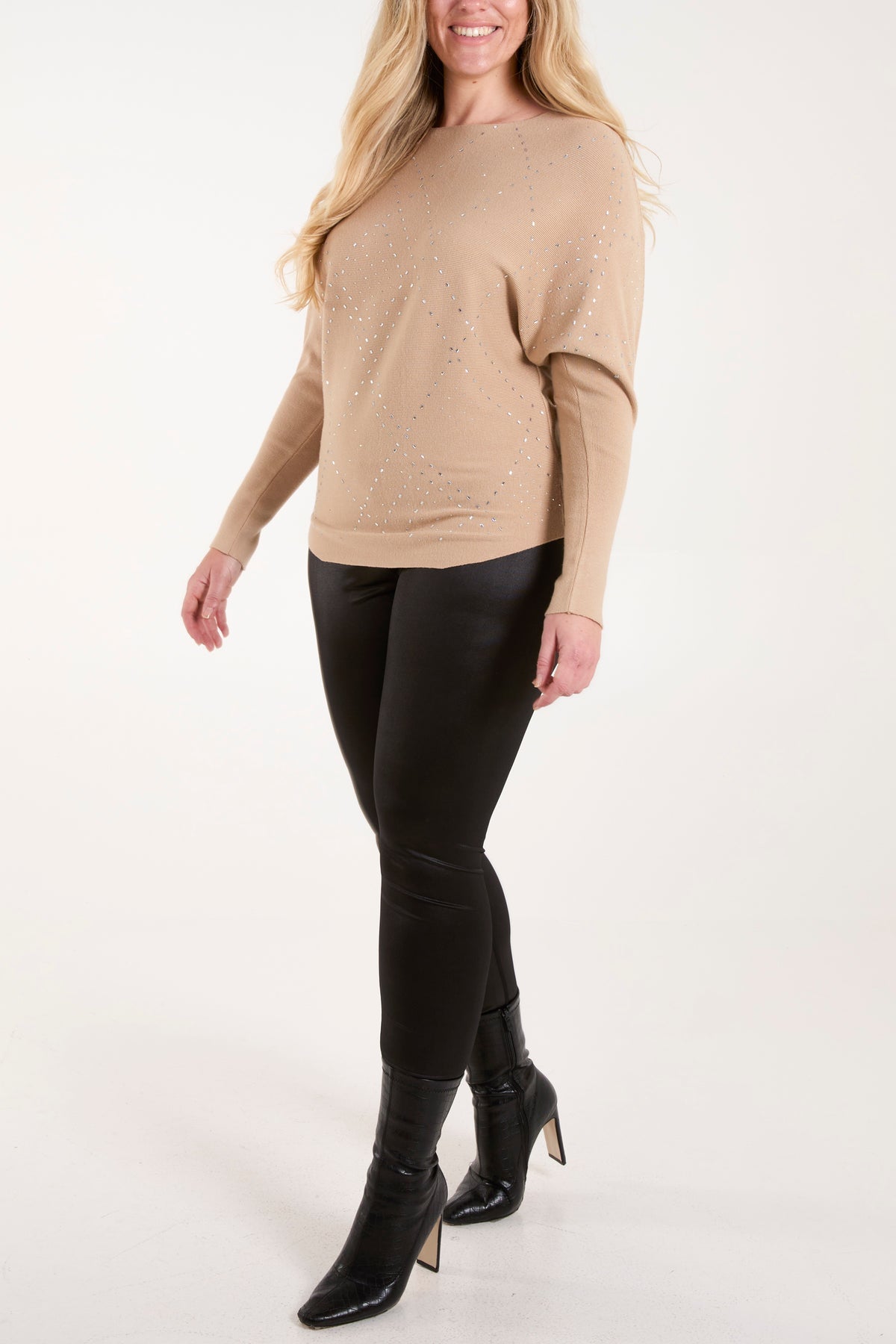 Batwing Sleeve Embellished Jumper