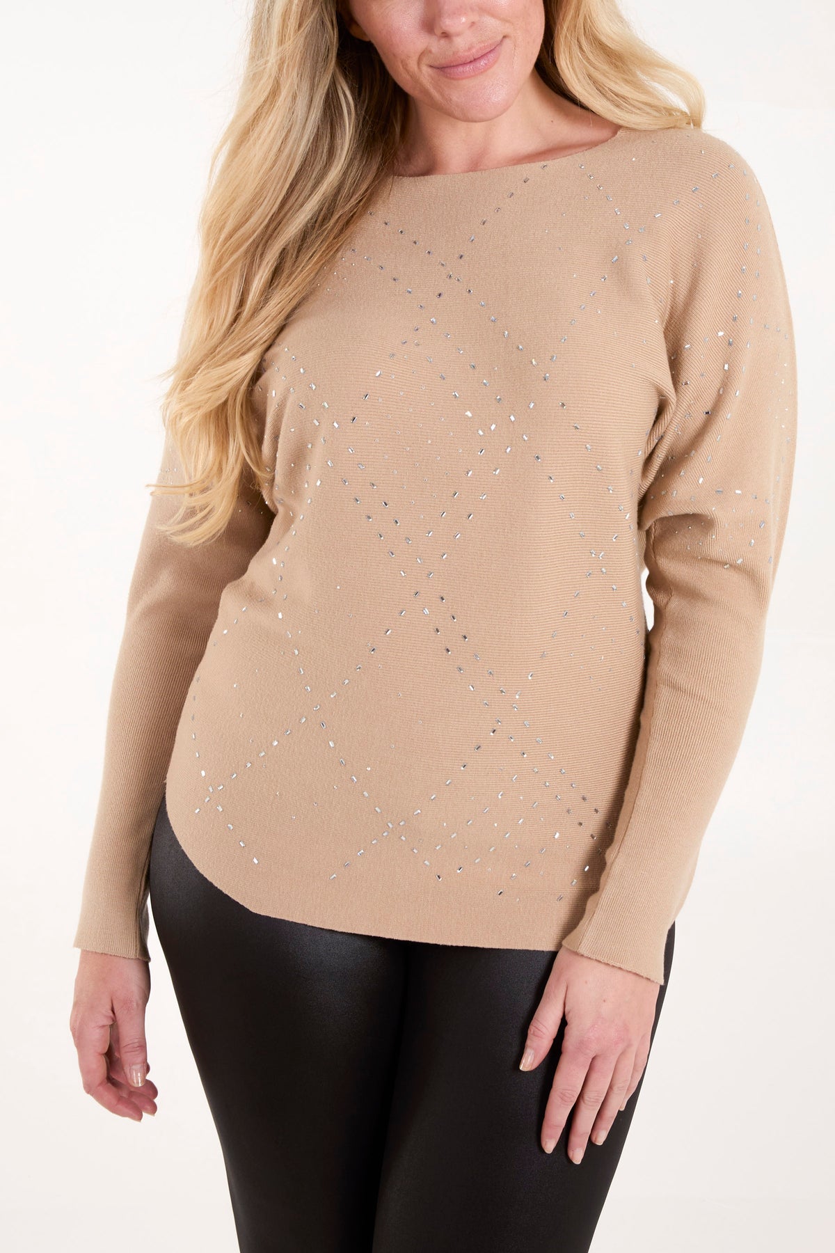 Batwing Sleeve Embellished Jumper