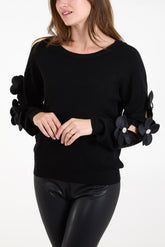 Jewel Flower Sleeve Details Jumper