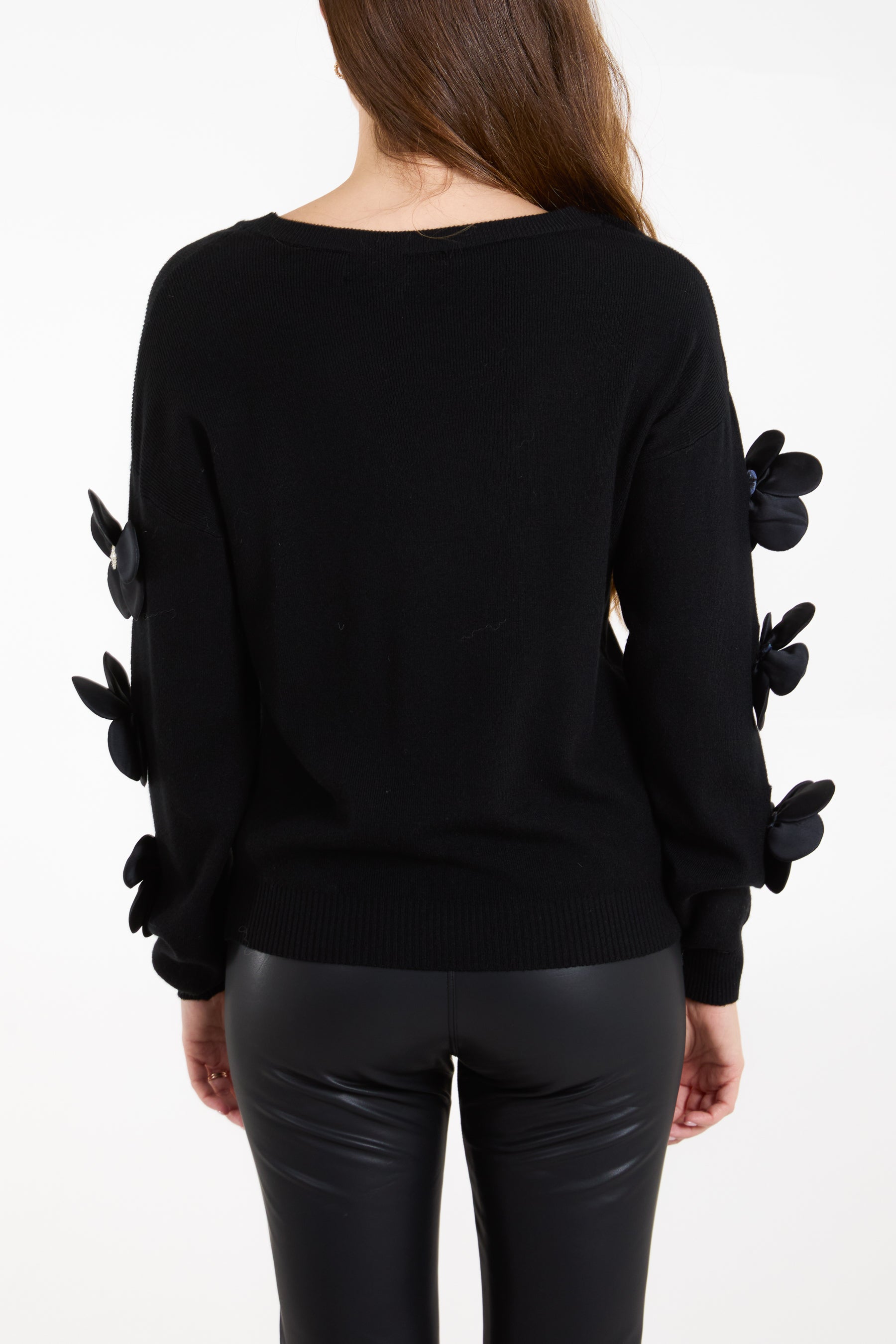 Jewel Flower Sleeve Details Jumper