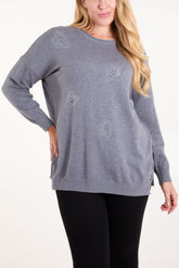 Diamante Pearl Heart Jumper