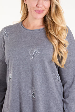 Diamante Pearl Heart Jumper