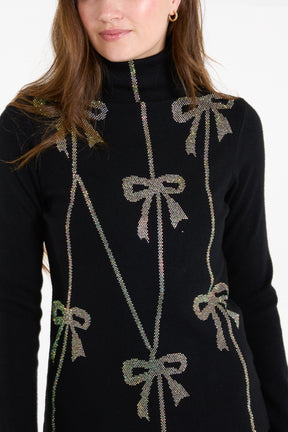 Diamante Bow High Neck Jumper