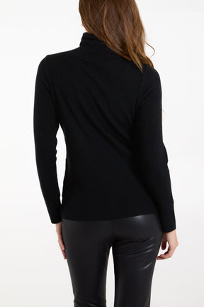 Diamante Bow High Neck Jumper