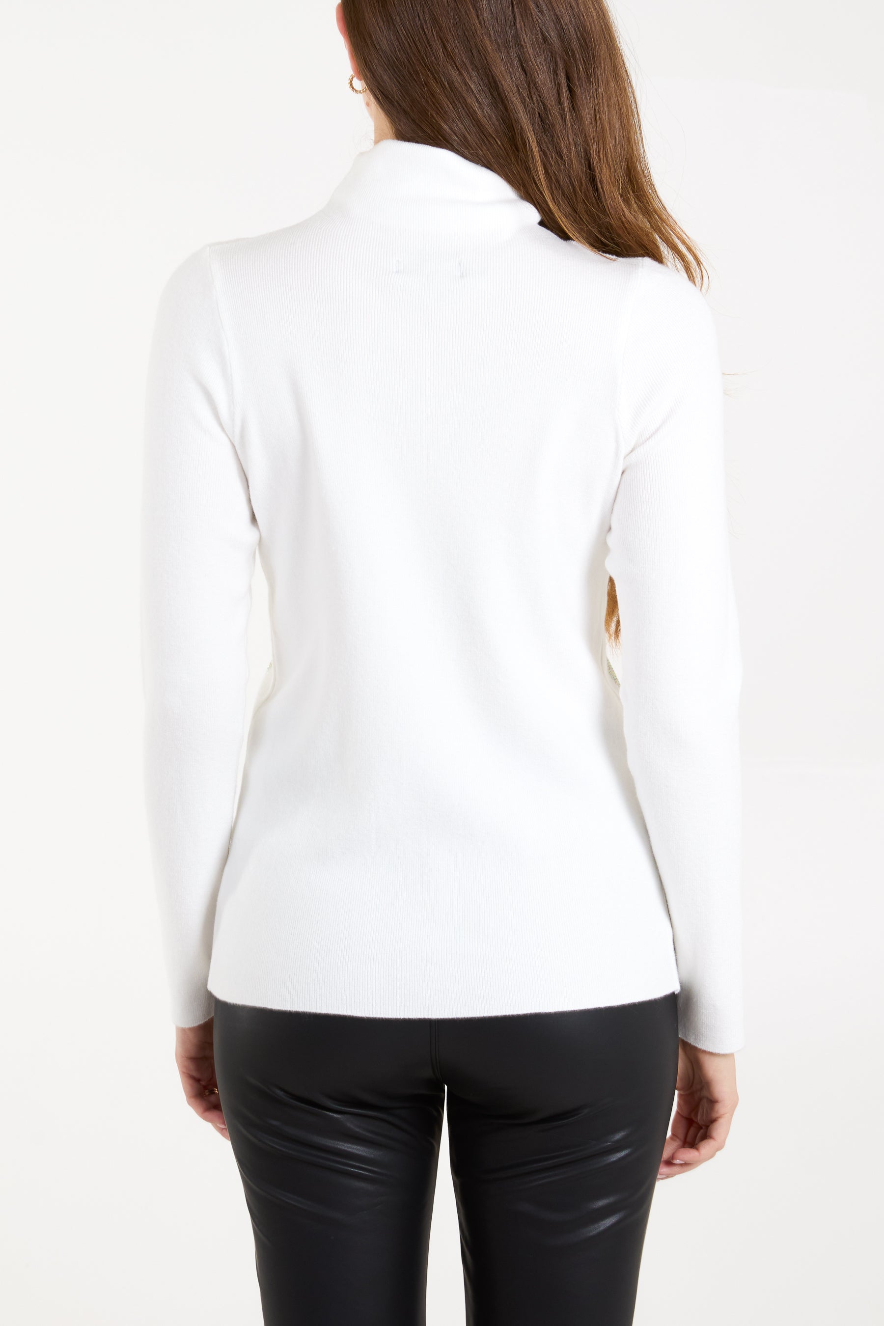 Diamante Bow High Neck Jumper