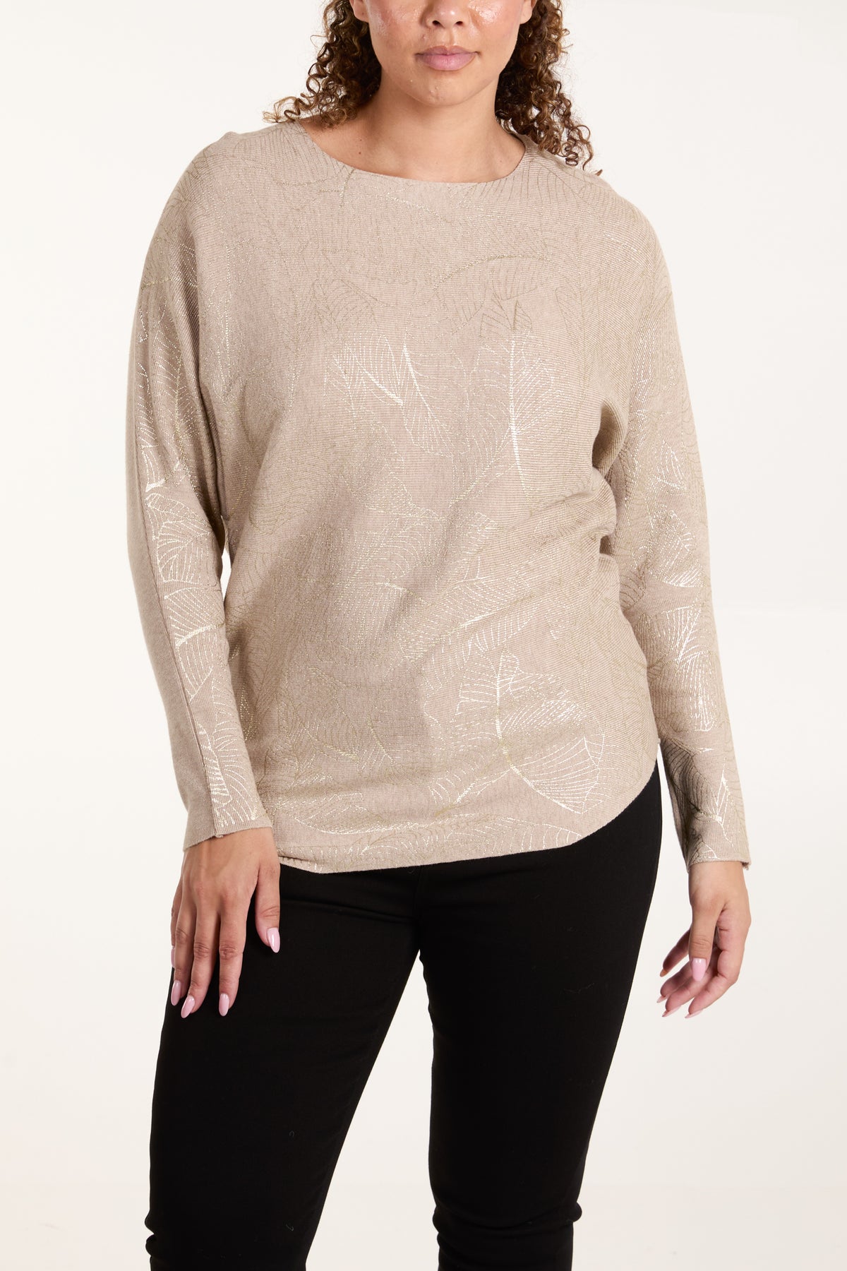 Foil Leaf Design Fine Knit Jumper