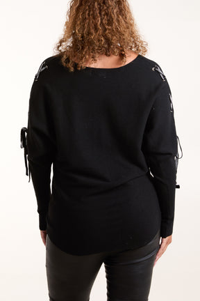 Diamante Tie Sleeve Jumper