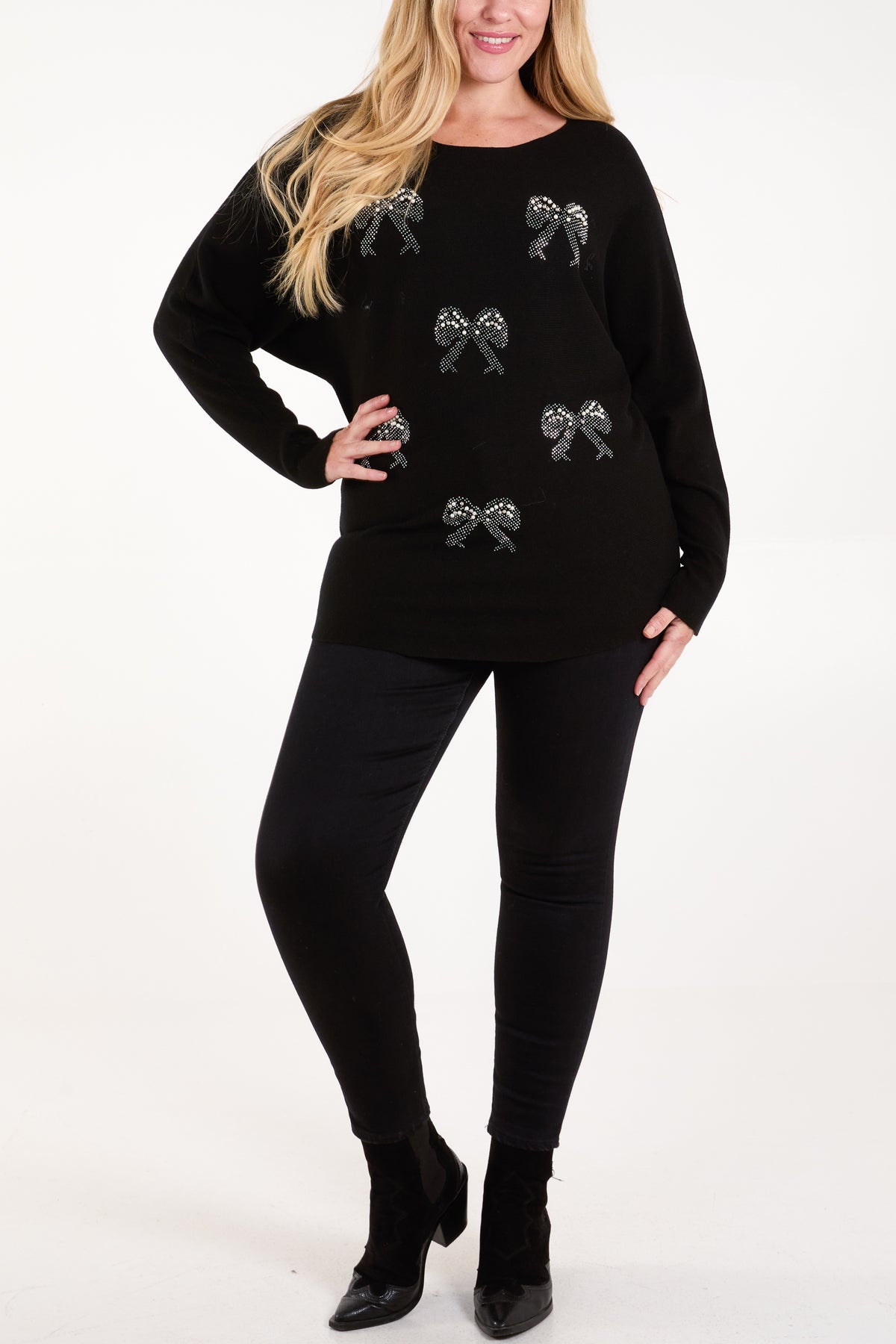 Embellished Bows Knitted Jumper