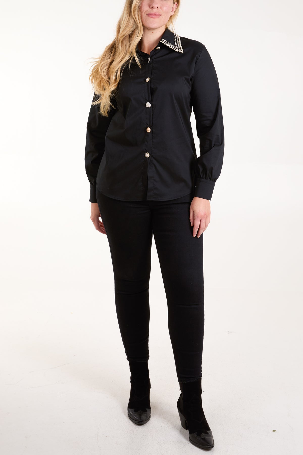 Embellished Diamante Collar Shirt