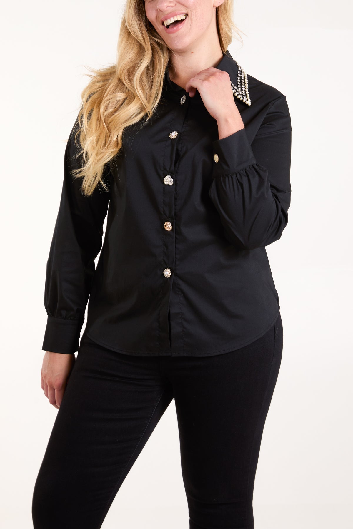 Embellished Diamante Collar Shirt