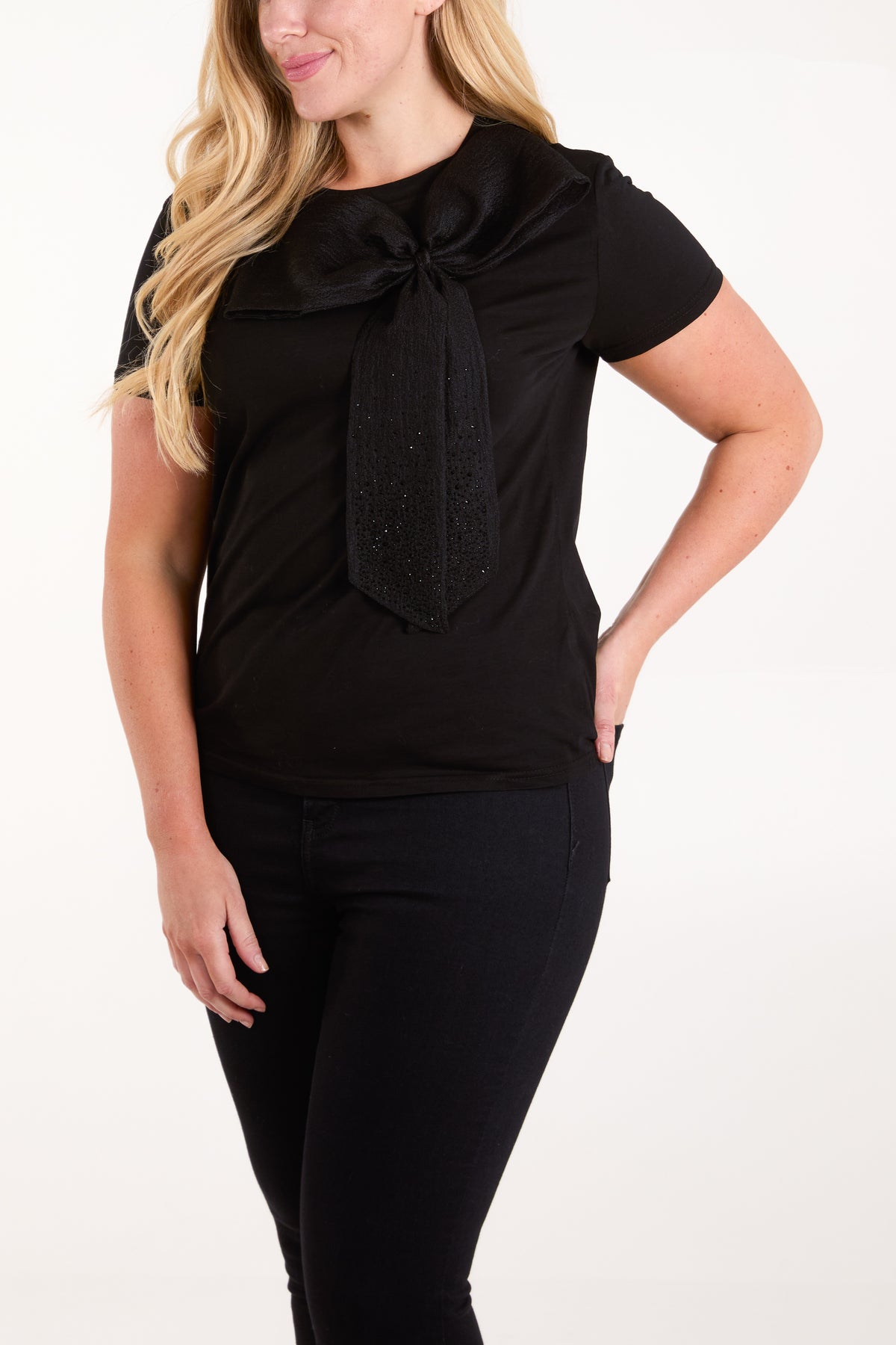 Embellished Applique Bow T-Shirt