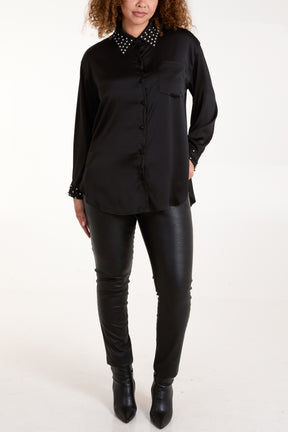 Diamante Embellished Satin Blouse