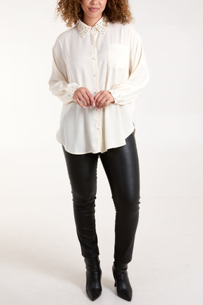 Diamante Embellished Satin Blouse