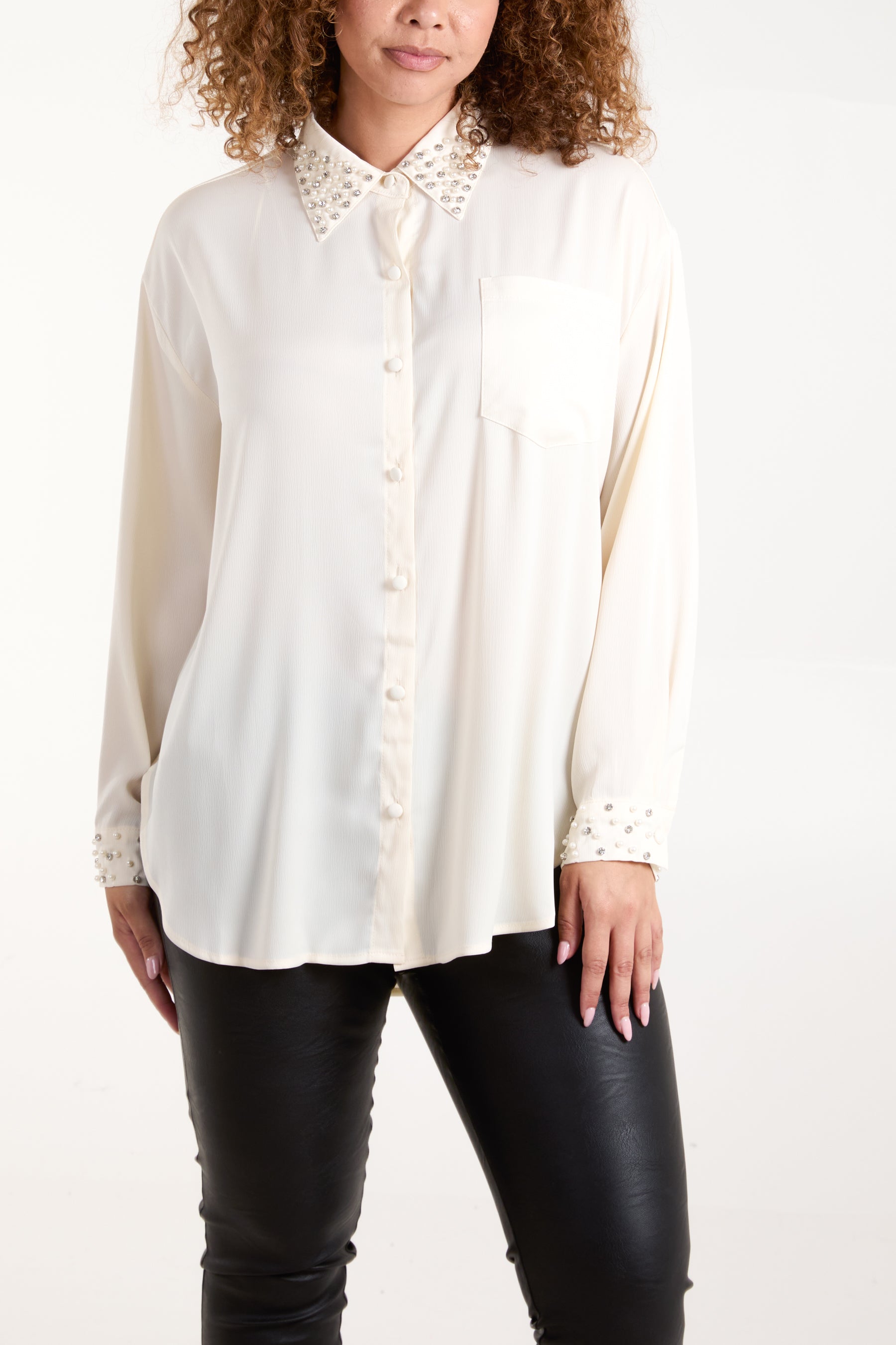 Diamante Embellished Satin Blouse