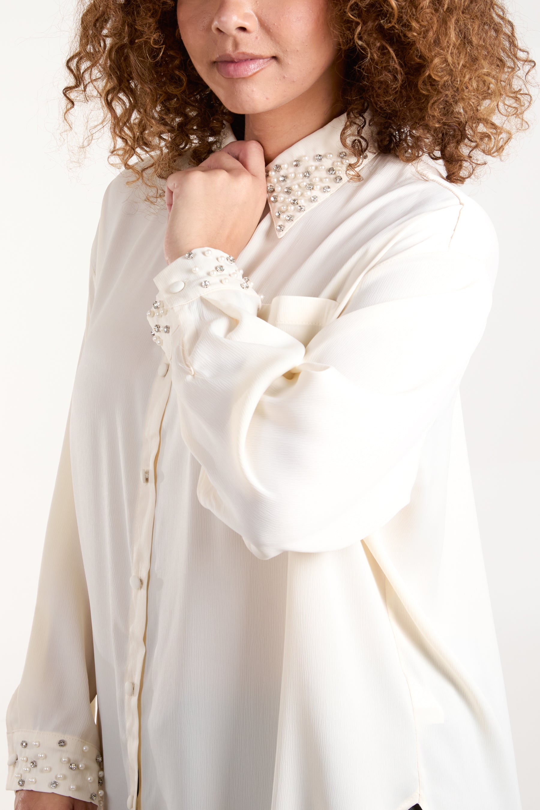 Diamante Embellished Satin Blouse