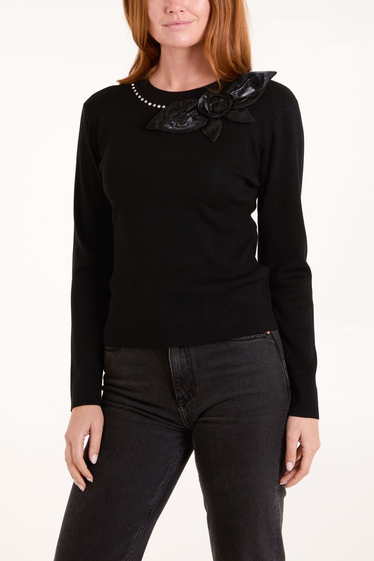 Diamante Collar & Flower Jumper