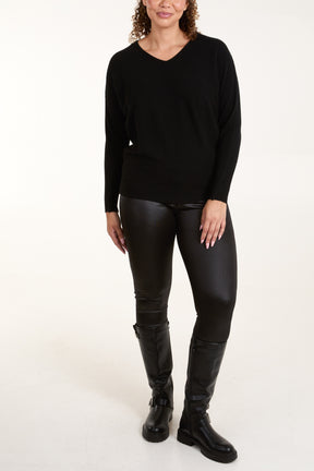 V Lace Back Ribbed Jumper