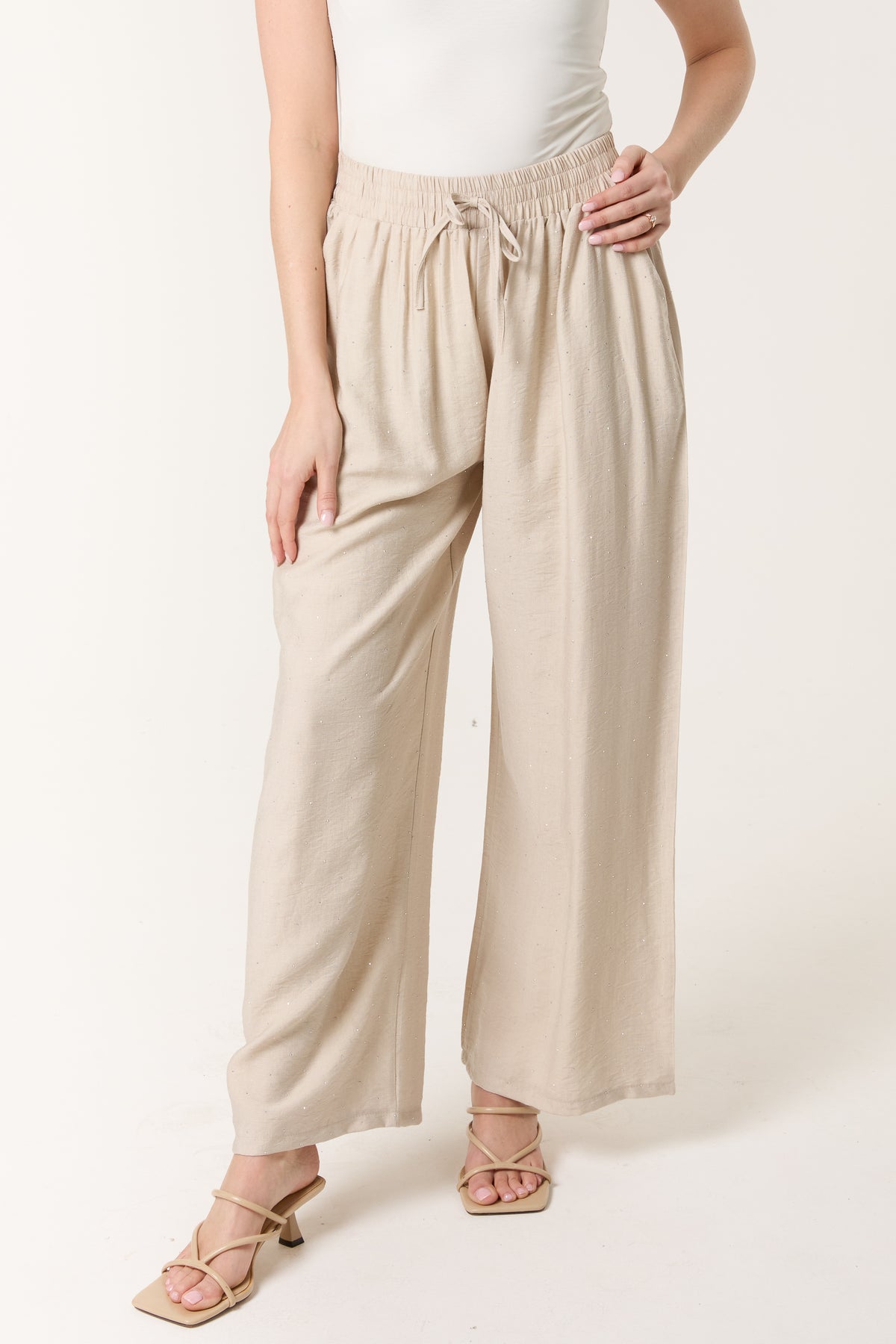 Diamante Embellished Wide Leg Trousers