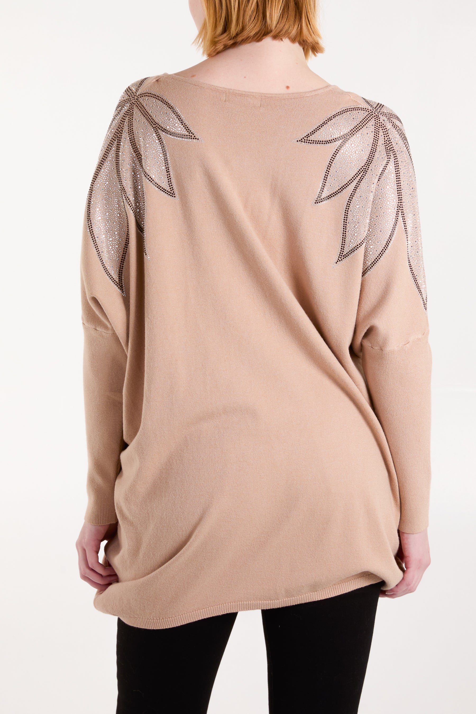 Embellished Shoulder V-Neck Jumper