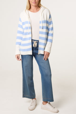 Zip Up Cosy Striped Hoodie