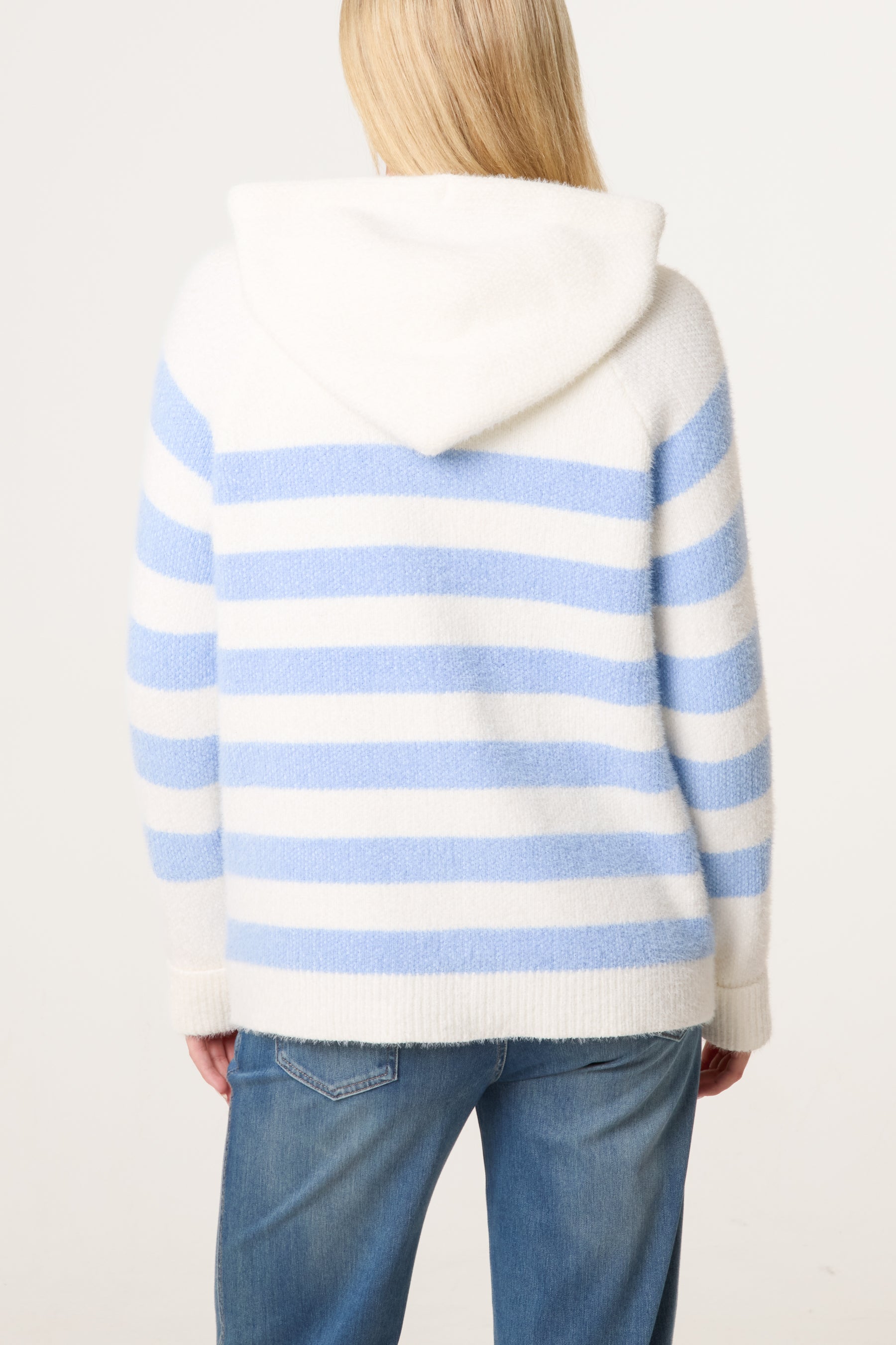 Zip Up Cosy Striped Hoodie