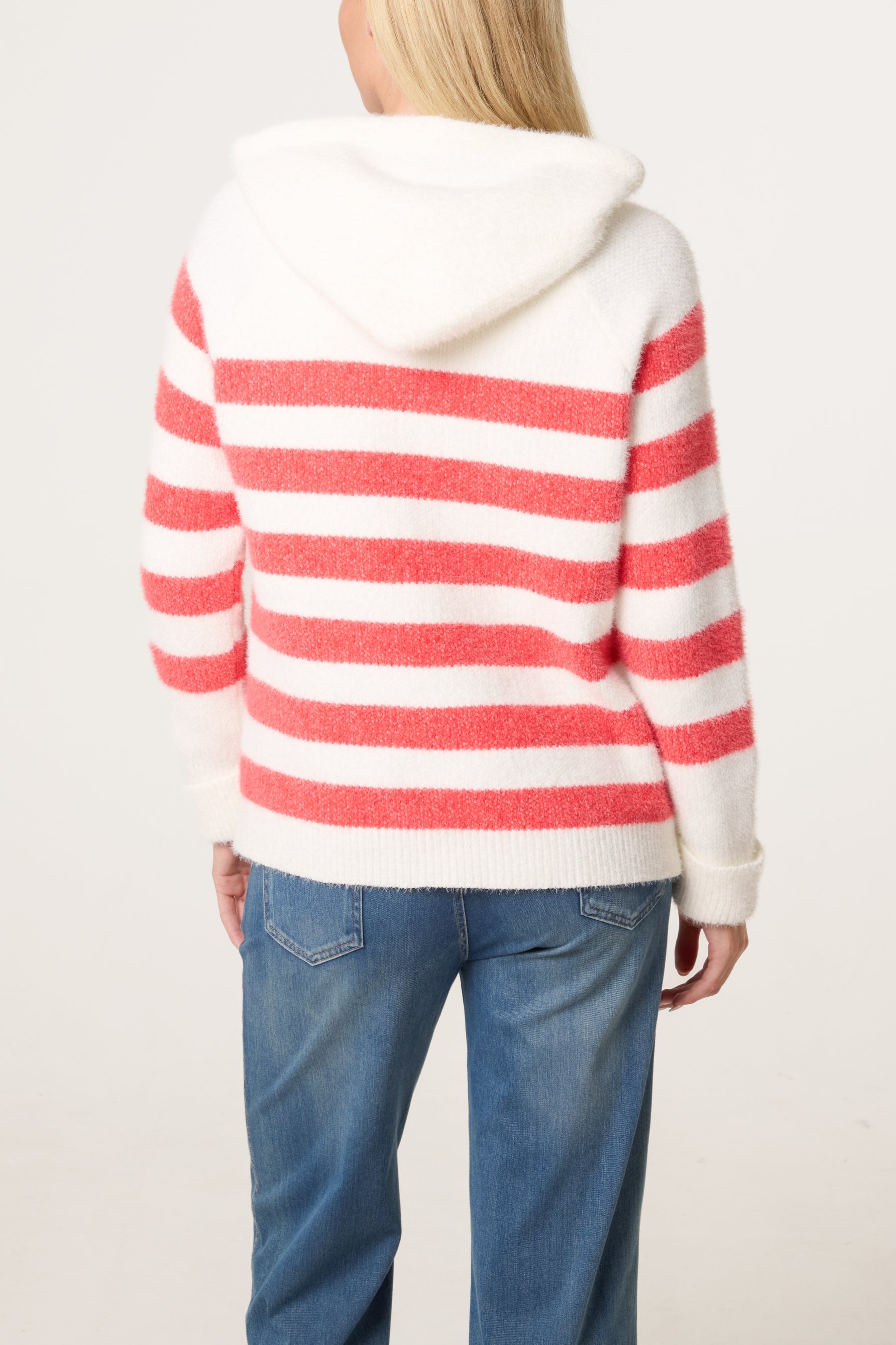 Zip Up Cosy Striped Hoodie